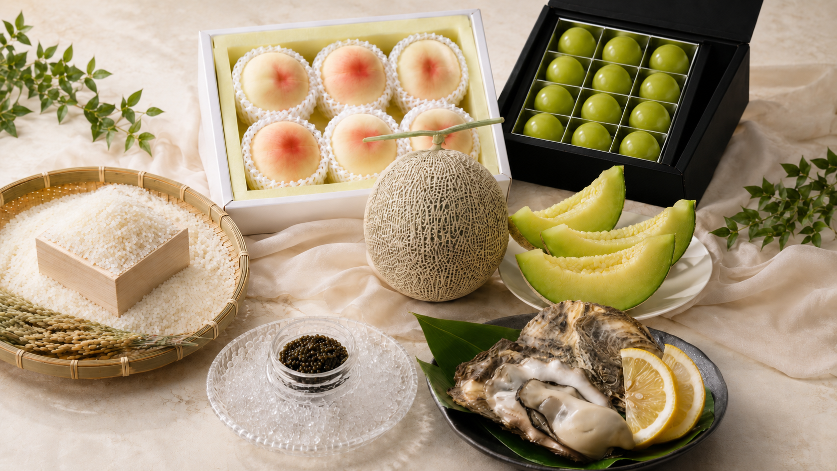 岡山県産フルーツと季節の食品
