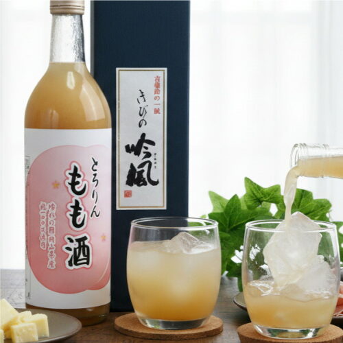 momoshu5-2.jpg ギフト 地酒 岡山 清水白桃 きびの吟風 とろりん もも酒 720ml 果汁40%使用 リキュール